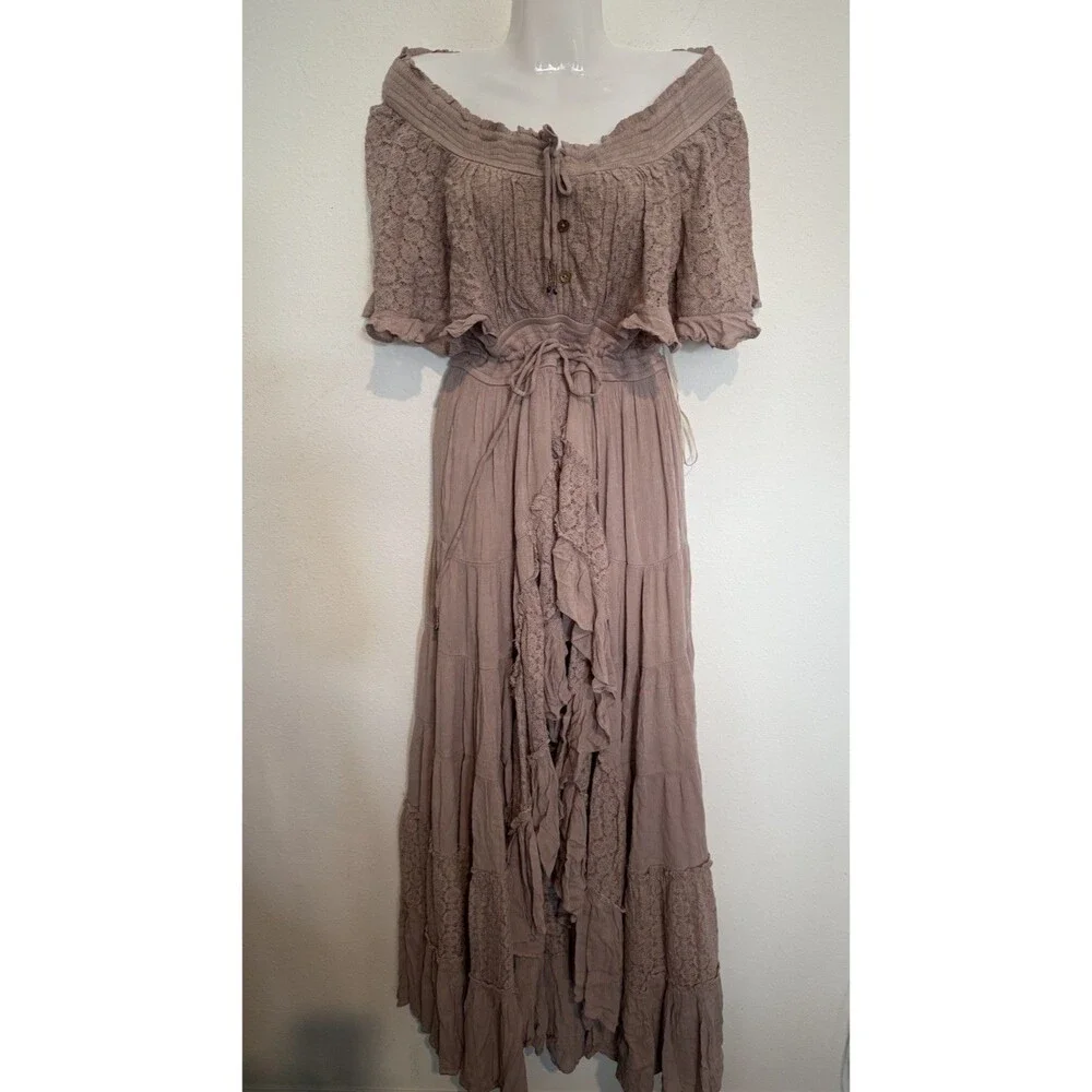 Free People Dancing On Air Maxi Dress Small Blush Paile Pink Flowy Bohemian New